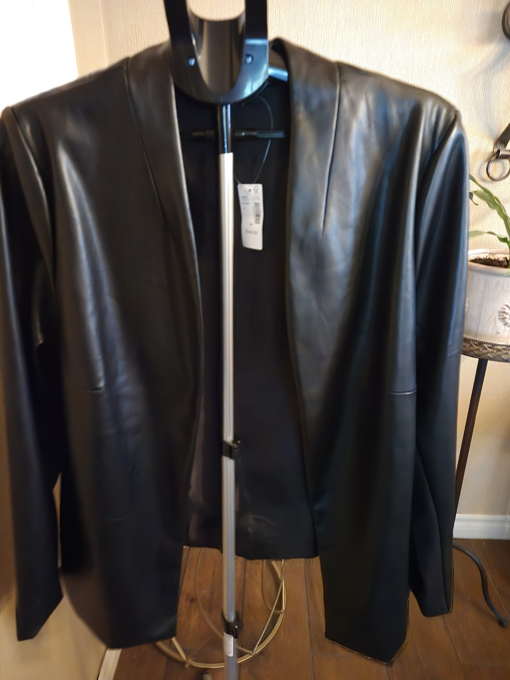 NWT Penningtons Black Faux Leather Open-Front Jacket